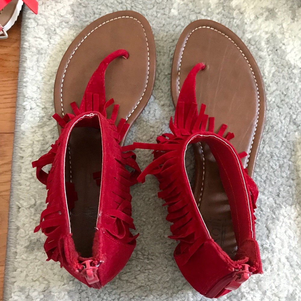 Red fringe Sandals 8.5